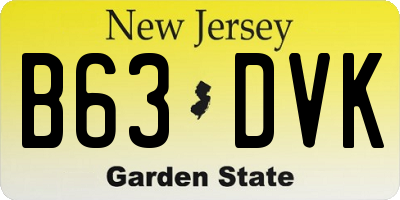 NJ license plate B63DVK