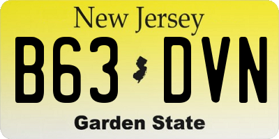 NJ license plate B63DVN