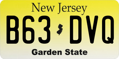 NJ license plate B63DVQ