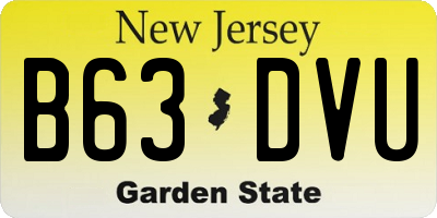 NJ license plate B63DVU