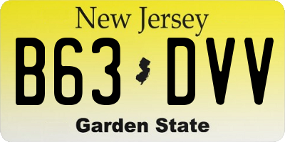NJ license plate B63DVV