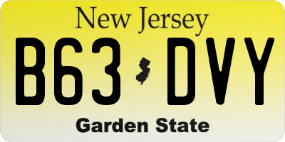 NJ license plate B63DVY