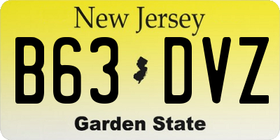 NJ license plate B63DVZ
