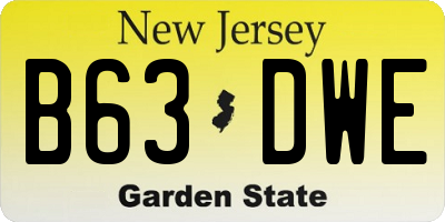 NJ license plate B63DWE