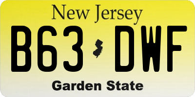 NJ license plate B63DWF