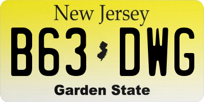 NJ license plate B63DWG