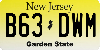 NJ license plate B63DWM
