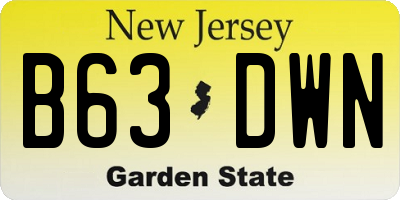NJ license plate B63DWN