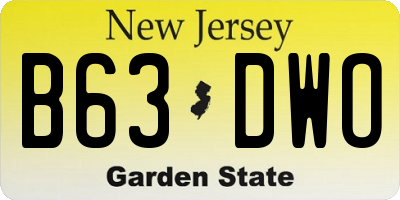 NJ license plate B63DWO
