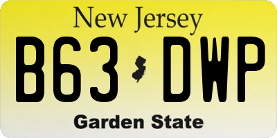 NJ license plate B63DWP