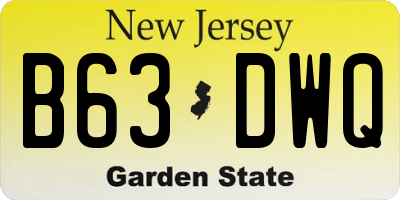 NJ license plate B63DWQ