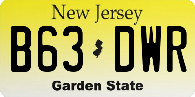NJ license plate B63DWR