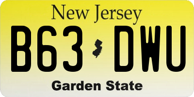 NJ license plate B63DWU