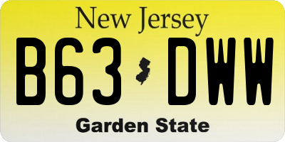 NJ license plate B63DWW