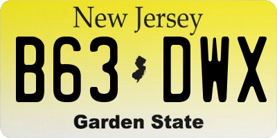 NJ license plate B63DWX