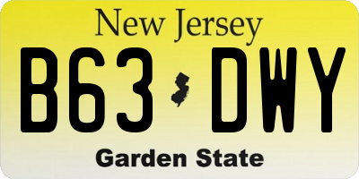 NJ license plate B63DWY