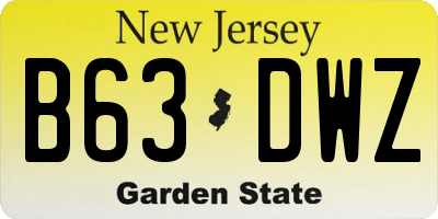 NJ license plate B63DWZ