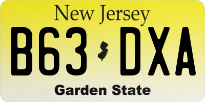 NJ license plate B63DXA