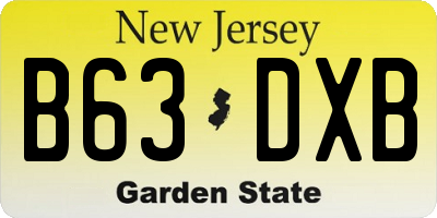 NJ license plate B63DXB