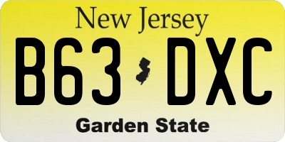 NJ license plate B63DXC