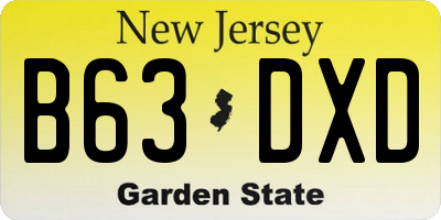 NJ license plate B63DXD