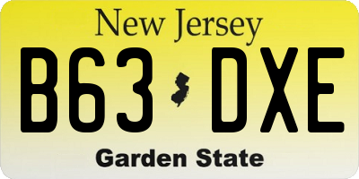 NJ license plate B63DXE