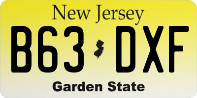 NJ license plate B63DXF