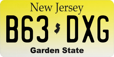 NJ license plate B63DXG
