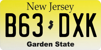 NJ license plate B63DXK