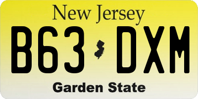 NJ license plate B63DXM