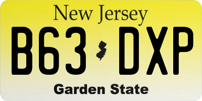 NJ license plate B63DXP