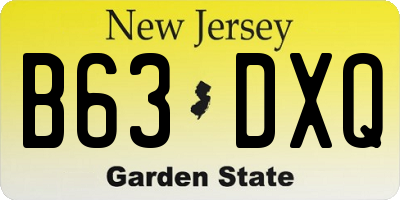 NJ license plate B63DXQ