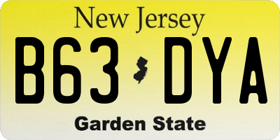 NJ license plate B63DYA