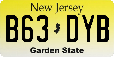 NJ license plate B63DYB