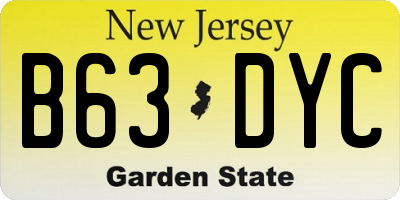 NJ license plate B63DYC
