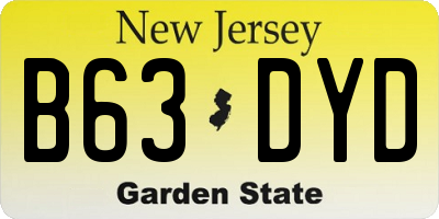 NJ license plate B63DYD