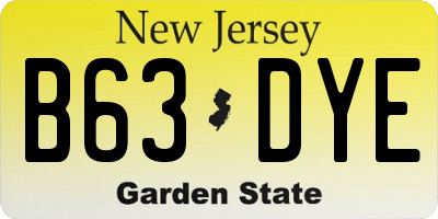 NJ license plate B63DYE