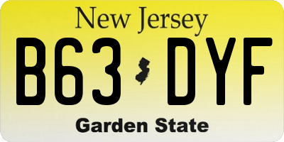NJ license plate B63DYF