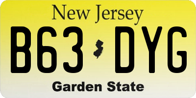 NJ license plate B63DYG