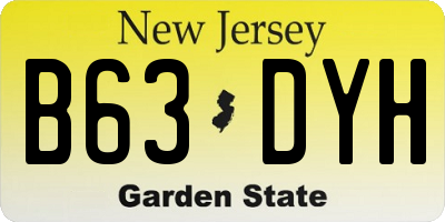 NJ license plate B63DYH
