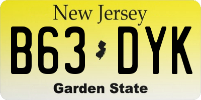 NJ license plate B63DYK