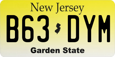 NJ license plate B63DYM