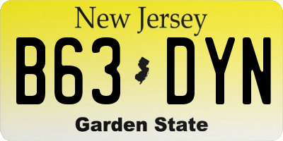 NJ license plate B63DYN