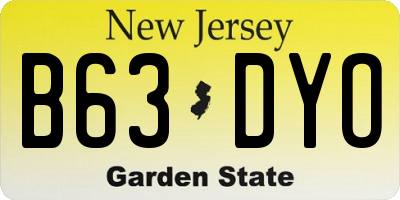 NJ license plate B63DYO