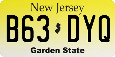 NJ license plate B63DYQ