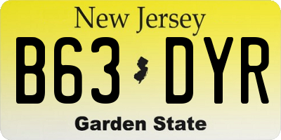 NJ license plate B63DYR