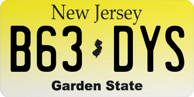 NJ license plate B63DYS