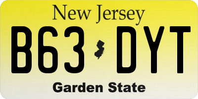 NJ license plate B63DYT