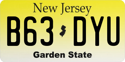 NJ license plate B63DYU