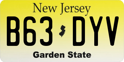 NJ license plate B63DYV